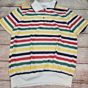 Vintage Cricket Lane USA 1980s Polo Ribbed Knit Cotton Women's Size M Striped